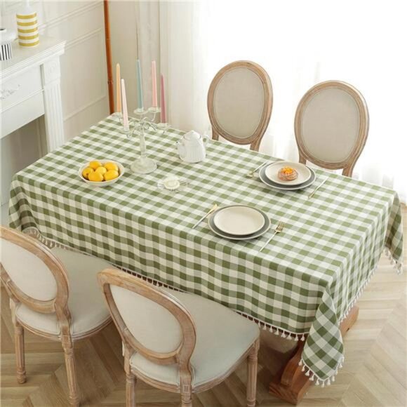 Farmhouse Tablecloth Buffalo Plaid Checkered Cottage Decor Square Table Cover - Picture 3 of 3